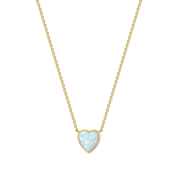 Delicate White Opal Heart Layering Necklace