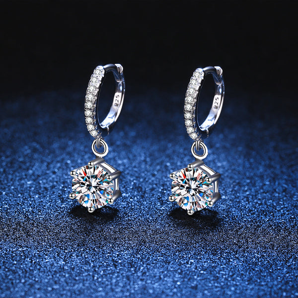 Six-Prong Moissanite Dop Huggie Earrings