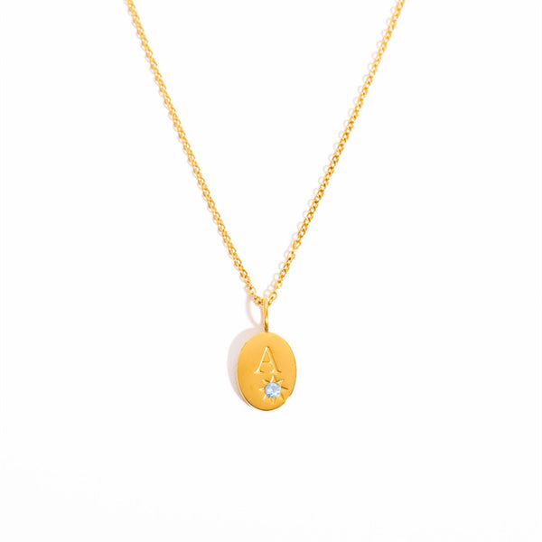 Gold Initial Letter Charm Necklace