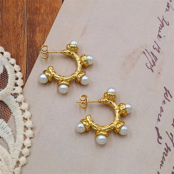 Dainty Pearl Hoop Earrings