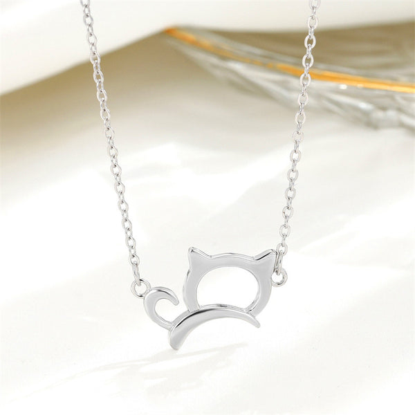 Silver Cat Pendant Necklace