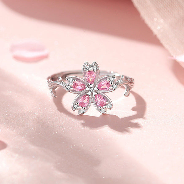 Dainty Pink Cherry Blossom Ring