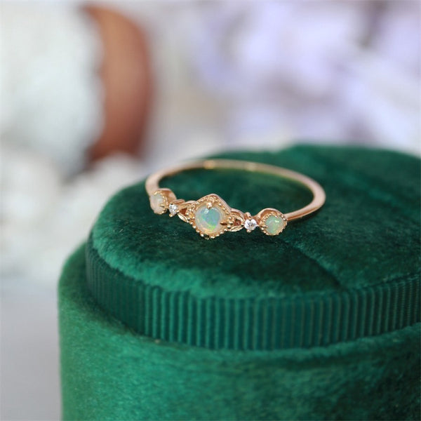 Triple Opal Crystal Glass Ring