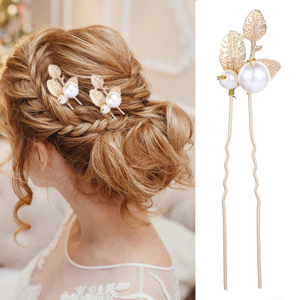 Pearl Leaf Bridal Wedding Hairpin