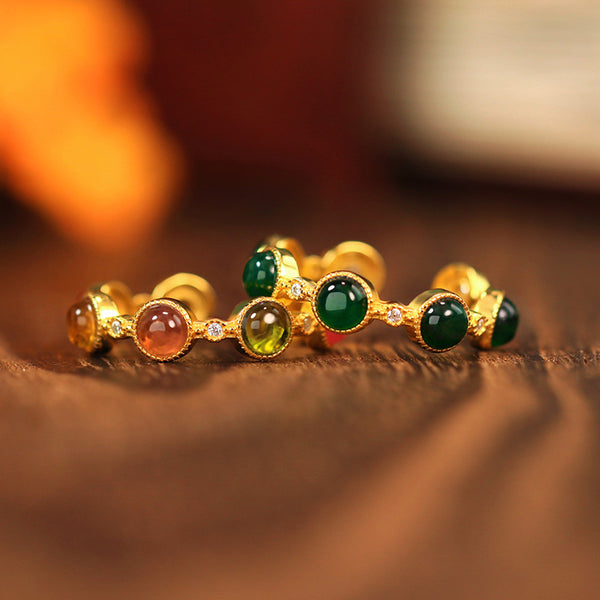 Gold Tourmaline Emerald Ring