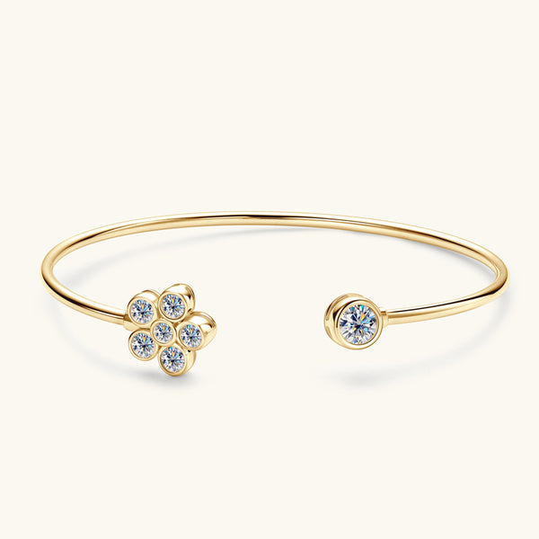 Moissanite Flower Wedding Bangle Bracelet