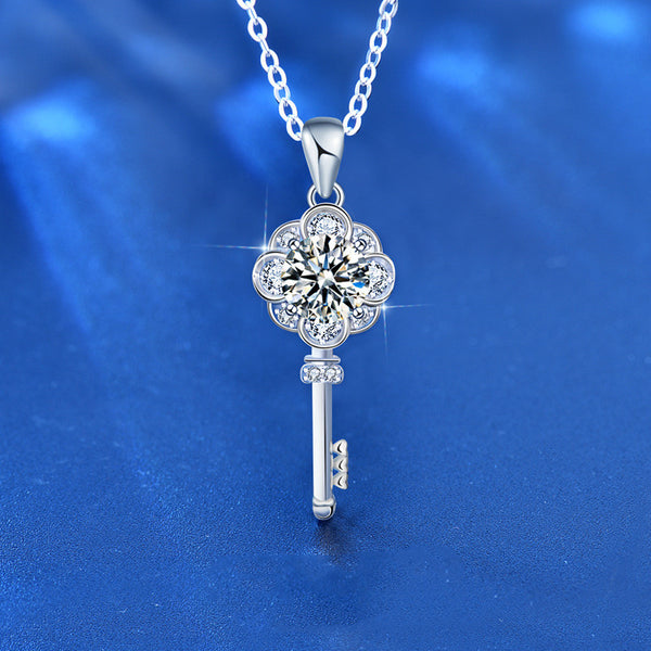 Moissanite Flower Key Wedding Necklace