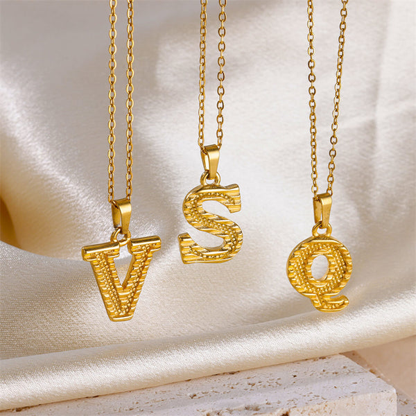 Gold Initial Letter Pendant Necklace