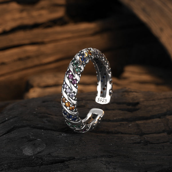 Silver Rainbow Chain Ring