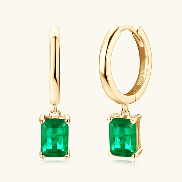 Emerald Dangle Drop Hoop Earrings