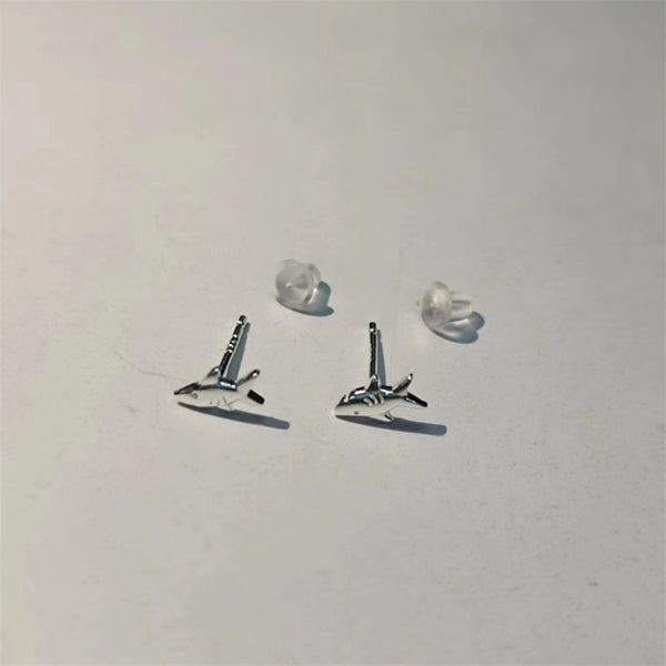 Silver Shark Stud Earrings