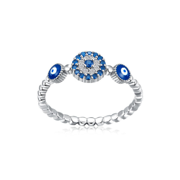 Blue Evil Eye Stacking Band Ring