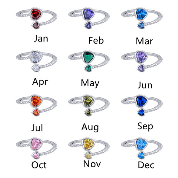 Custom Heart Birthstone Stacking Ring