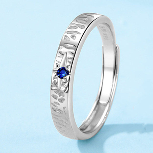 Blue Star Matching Couple Band Ring