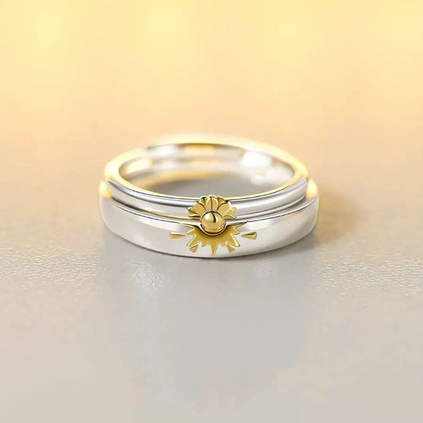 Sunflower Sun Couple Matching Ring