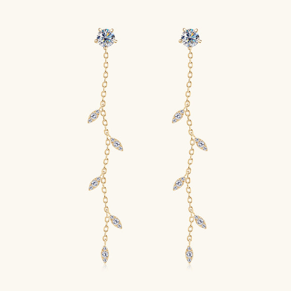 Willow Leaf Moissanite Drop Earrings