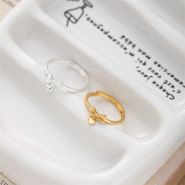 Minimalist Bow Tie Heart Ring