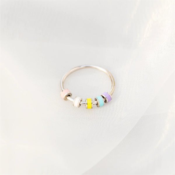 Rainbow Enamel Anxiety Fidget Spinner Ring