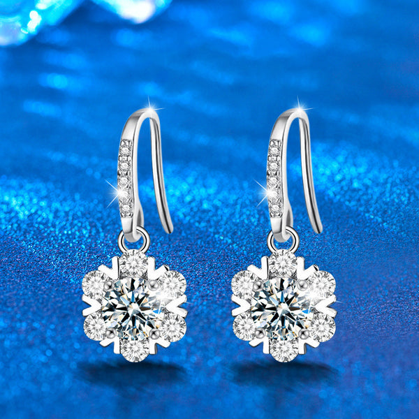 Moissanite Snowflake Hook Earrings