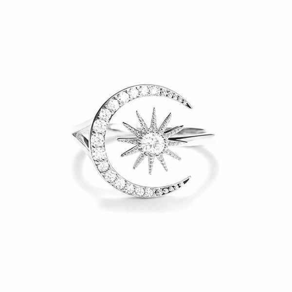 Dainty Crescent Moon Star Ring