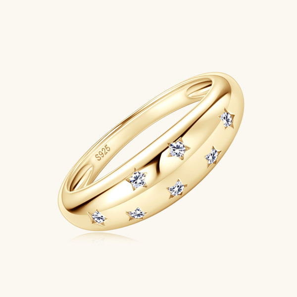 Moissanite Star Wedding Band Ring