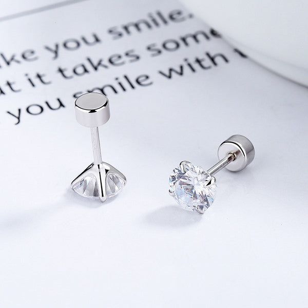 Four-Prong Zircon Stud Earrings