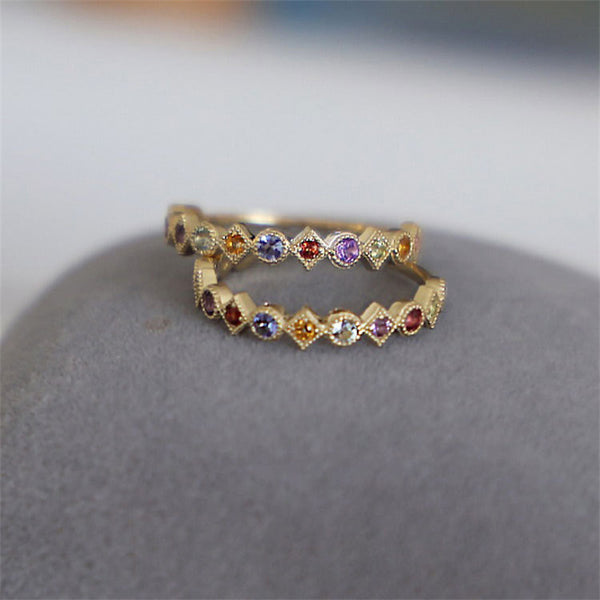 Rainbow Colored Gem Ring