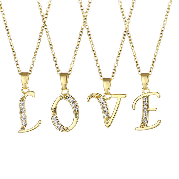 Gold Initial Letter Pendant Necklace