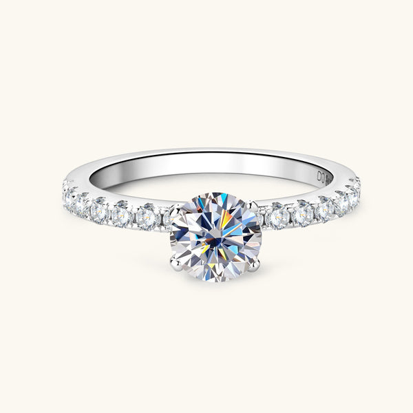 Moissanite Pave Setting Engagement Ring