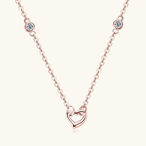 Moissanite Heart Charm Wedding Necklace