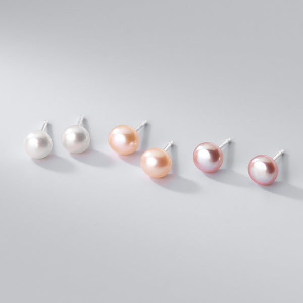 Button Pearl Wedding Stud Earrings