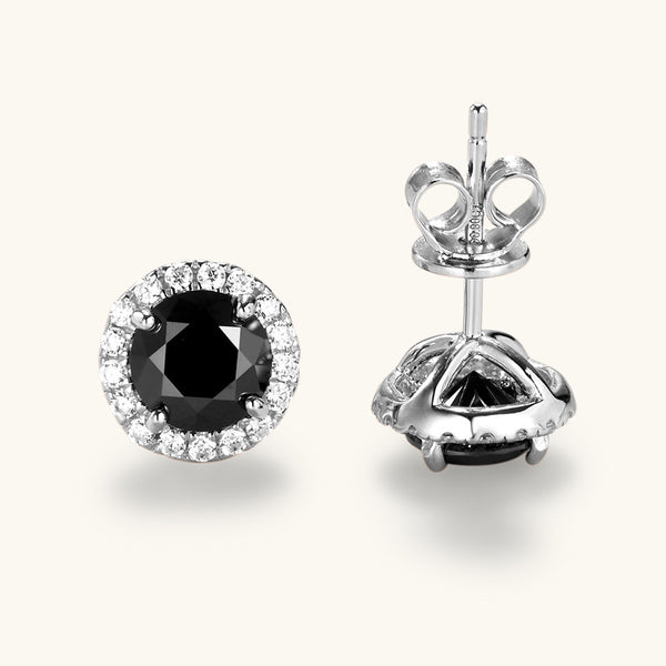 Black Moissanite Stud Earrings