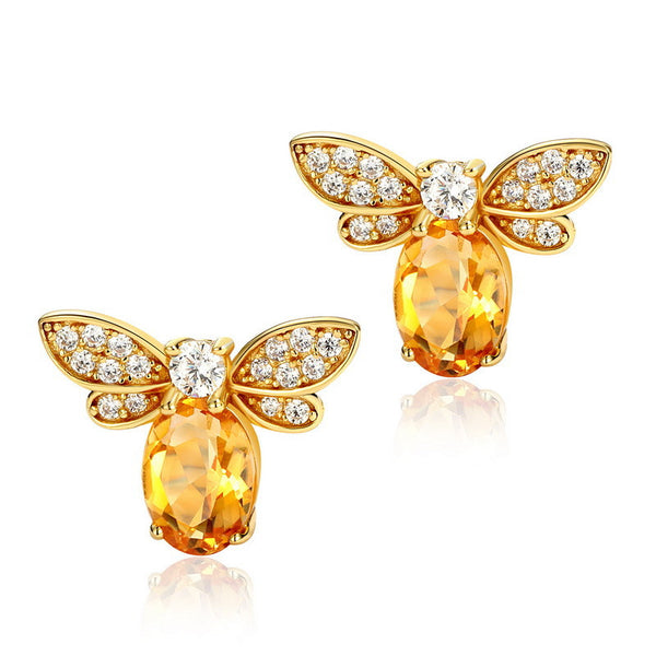 Cute Topaz Bee Stud Earrings