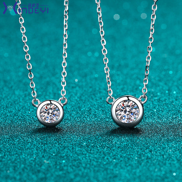 Solitaire Round Moissanite Charm Necklace