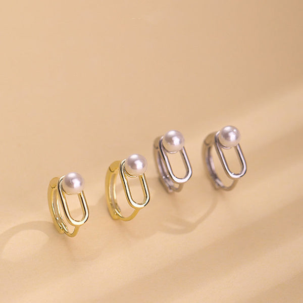 Pin Pearl Hoop Earrings