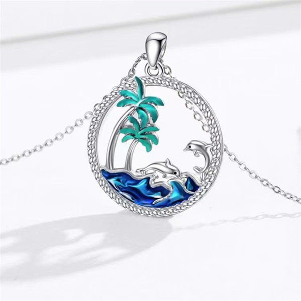 Ocean Coconut Tree Charm Necklace