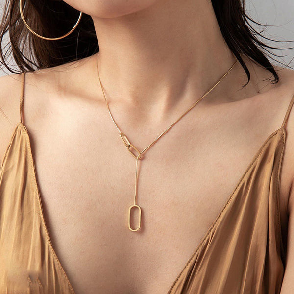 Oval Lariat Y Necklace