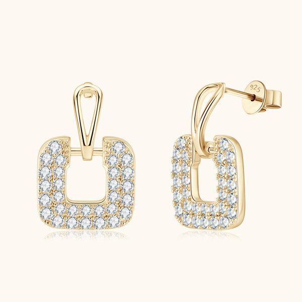 Pave Moissanite Square Drop Earrings