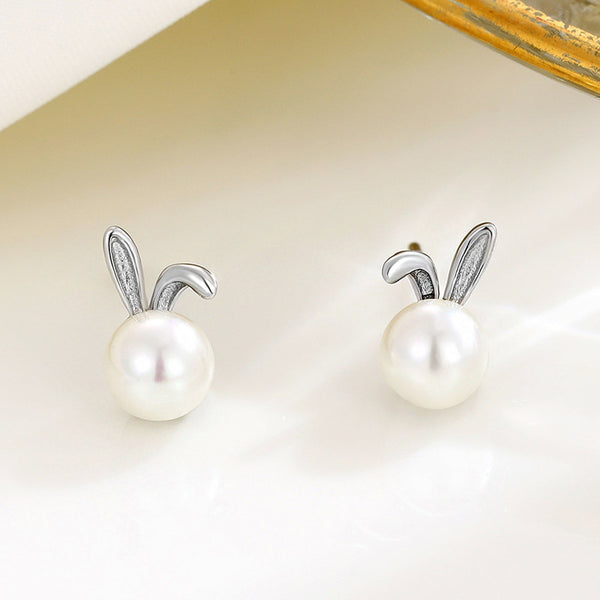 Pearl Bunny Stud Earrings