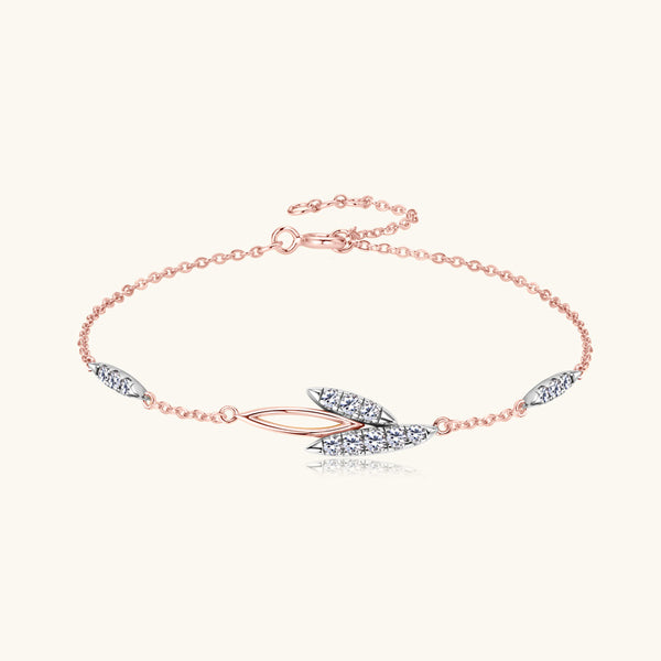 Dainty Leaf Moissanite Wedding Bracelet