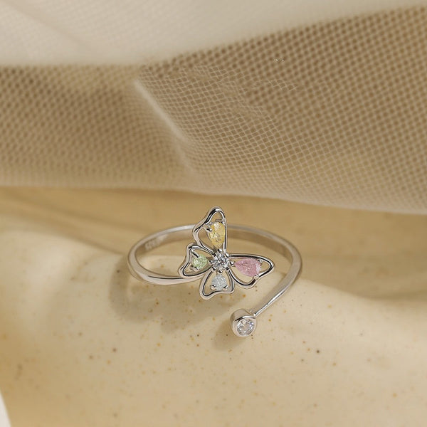 Color Gemstone Butterfly Bypass Ring