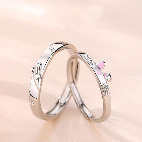 Cute Carrot Bunny Couple Ring