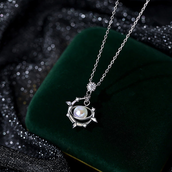 Pearl Planet Charm Necklace