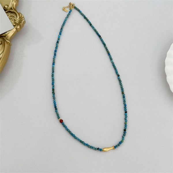 Gold Fish Turquoise Beaded Necklace