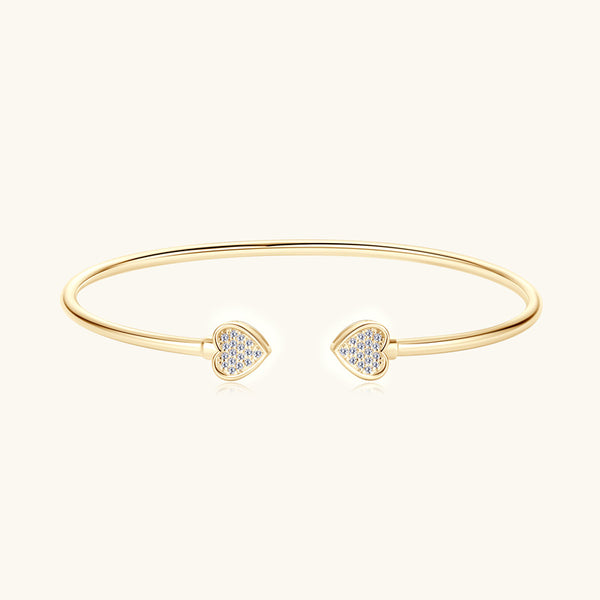 Moissanite Heart Wedding Bangle Bracelet