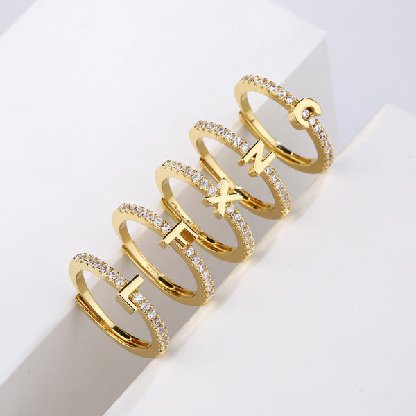 Initial Letter Adjustable Ring