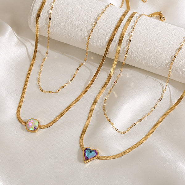 Heart Square Layered Necklace