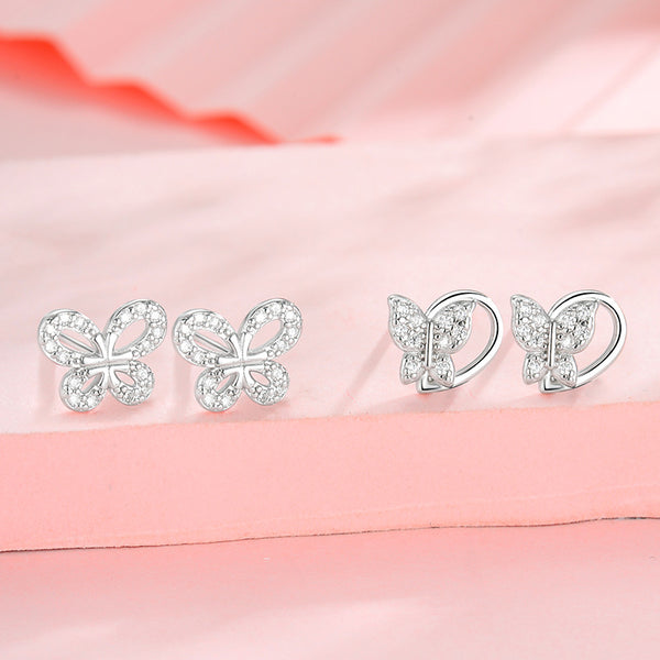 Silver Butterfly Stud Earrings