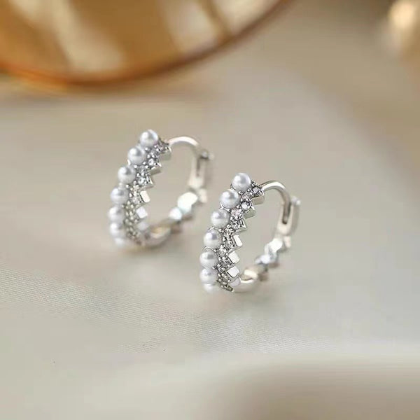 Dainty Pearl Hoop Earrings