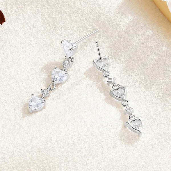 Dainty Heart Drop Stud Earrings